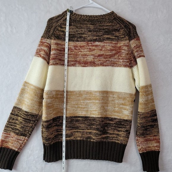 VTG D'Amigo Men's V-Neck Sweater Size Medium Brown Color Block Diamond Pattern - Picture 11 of 16